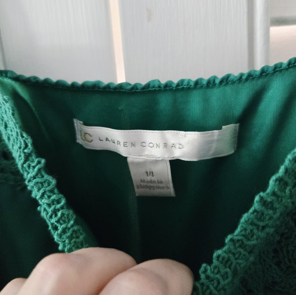 LC Lauren Conrad Emerald Green Lace Trim Dress - Picture 5 of 8